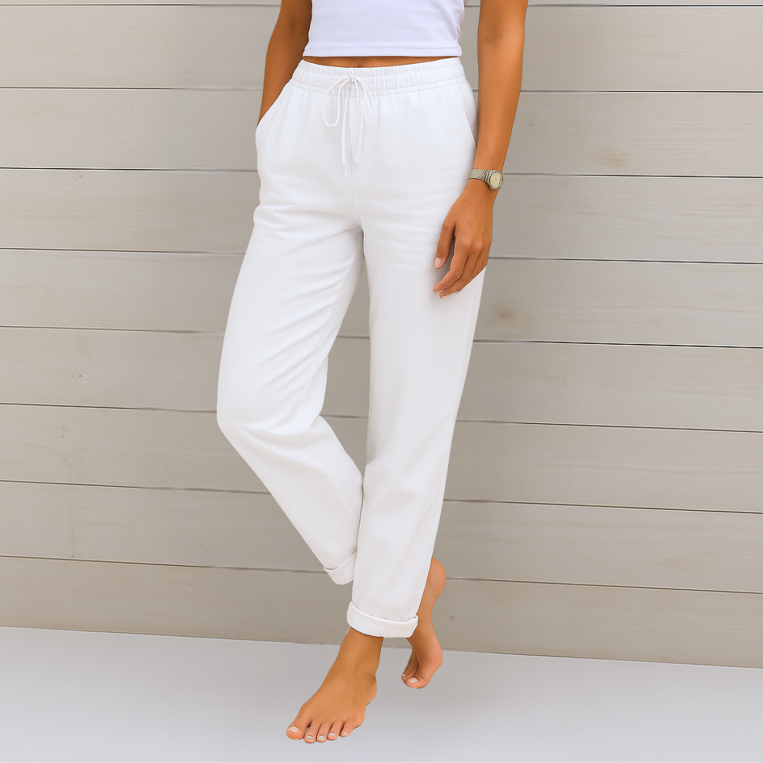 Women's Straight-Leg Pants with Elastic Waist & Drawstring 7
