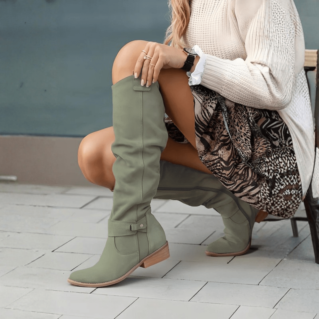Sadie Collection | Brown Knee High Boots with All-Day Cushioning | Stylish Footwear for Women