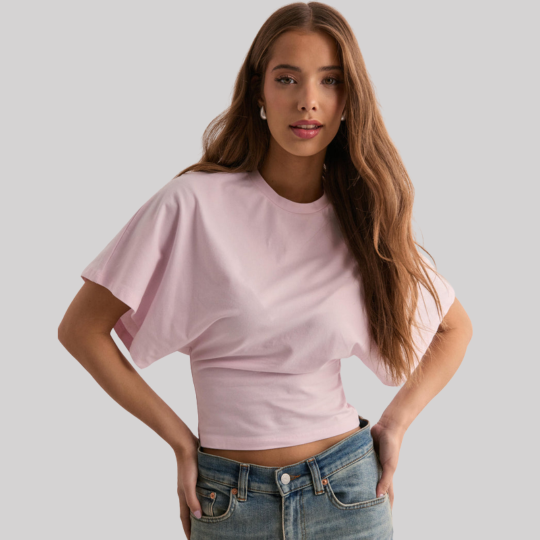 Trendy | Women's T Shirt with Relaxed Fit & Wide Sleeves | Breathable Cropped Top for Everyday Comfort