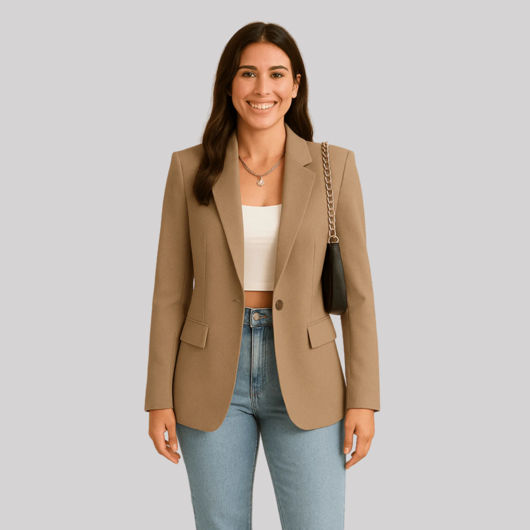 Sophia Collection | Women's Black Blazer with Tailored Fit & Single Button Closure | Elegant Styling for Every Occasion