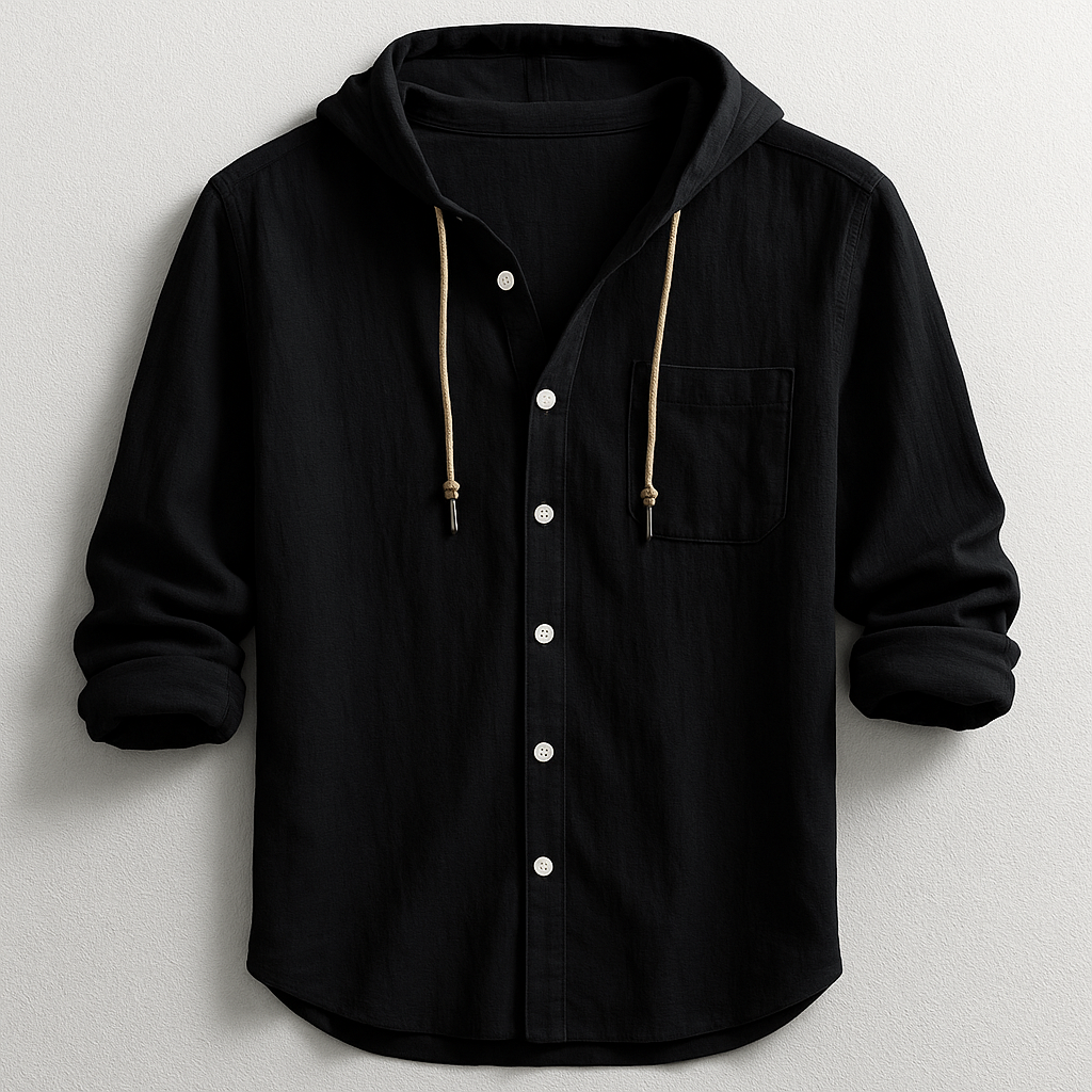 Benson Collection | Lightweight Cotton-Linen Hoodie Shirt with Adjustable Drawstring | Relaxed Fit for Effortless Style and Comfort