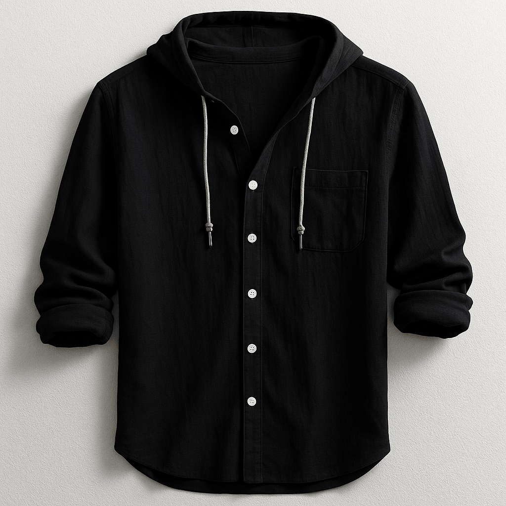 Benson Collection | Lightweight Cotton-Linen Hoodie Shirt with Adjustable Drawstring | Relaxed Fit for Effortless Style and Comfort