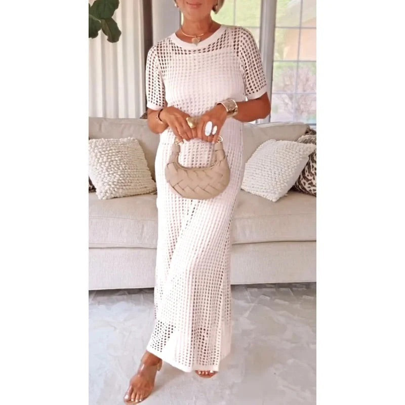 Bethany Collection | Women's Dress Maxi Set with Lightweight Crochet Fabric | Effortless Summer Style for Any Occasion