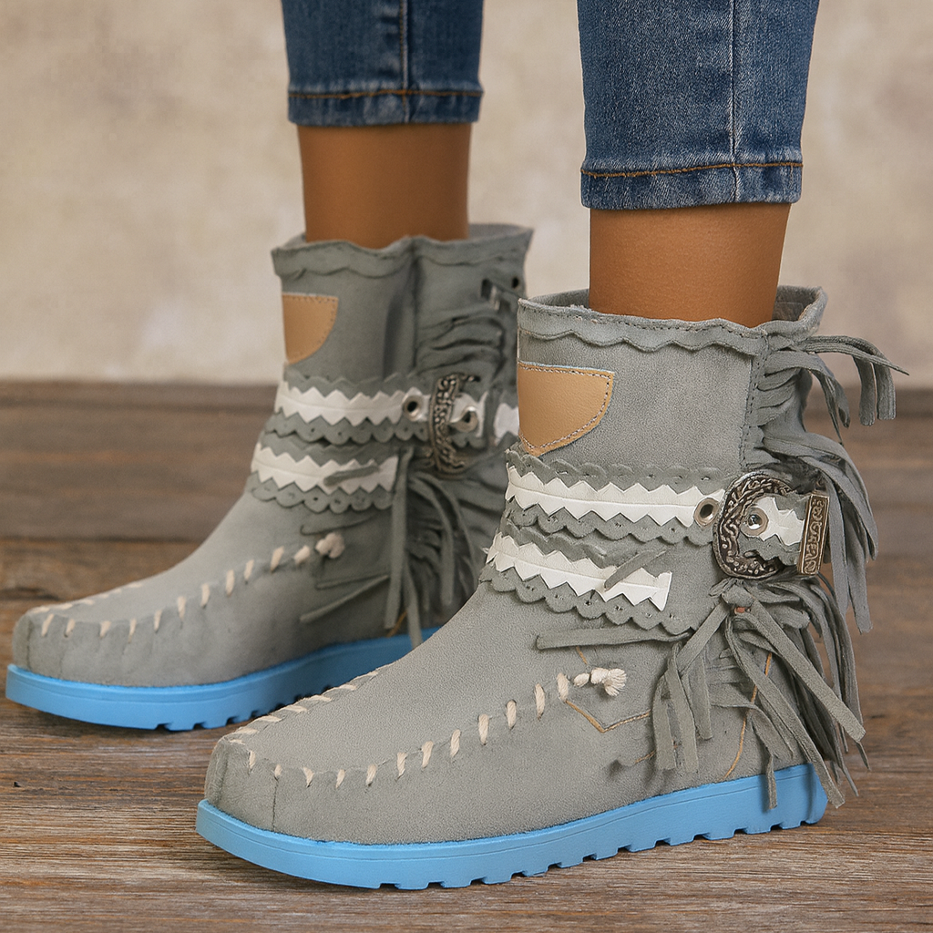 Boho Chic | Ankle Boots for Women with Fringe Accents | Stylish Comfort for Everyday Wear