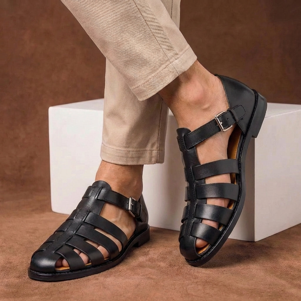 Cameron Collection | Men's Sandals with Closed Toe & Buckle Strap | Stylish Comfort for Summer Outings