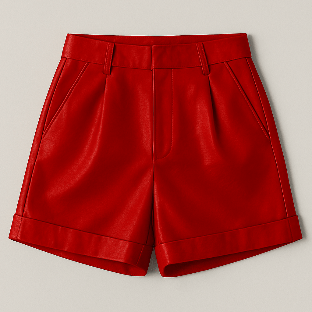 Chic Essentials | Women's High-Waisted Leather Shorts with Pleat Detailing | Stylish Design for Effortless Versatility