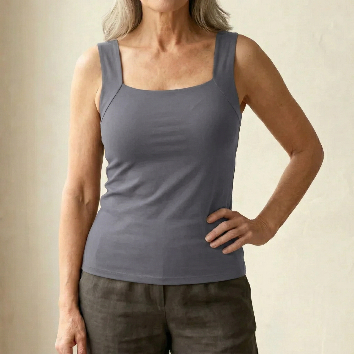 Comfort Bra Tank Top for Women - Lightweight, Built-In Bra, Hip-Length Design