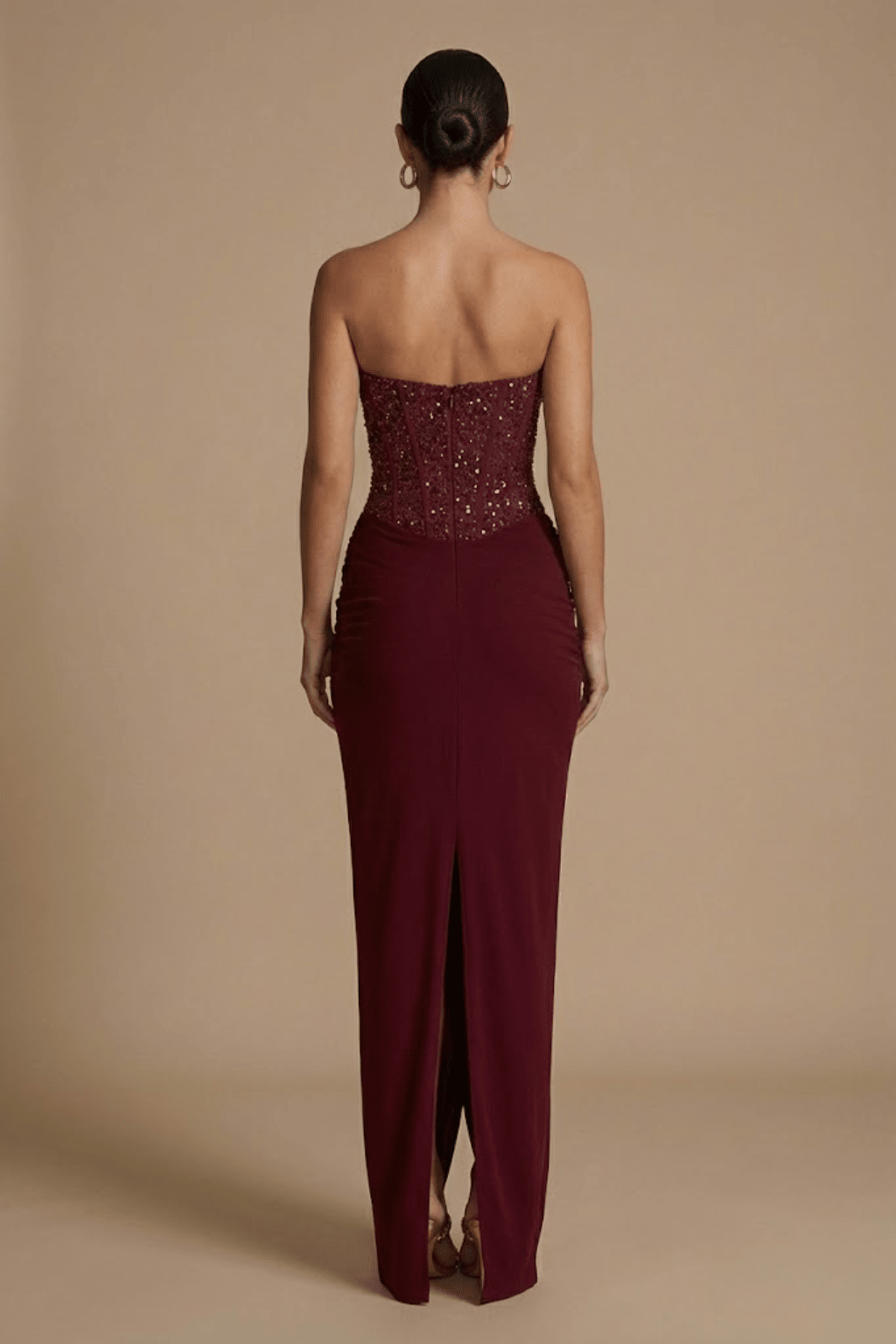Elegant Evening Gown | Strapless Glitter Maxi Dress with Sculpted Silhouette for Stunning Impact