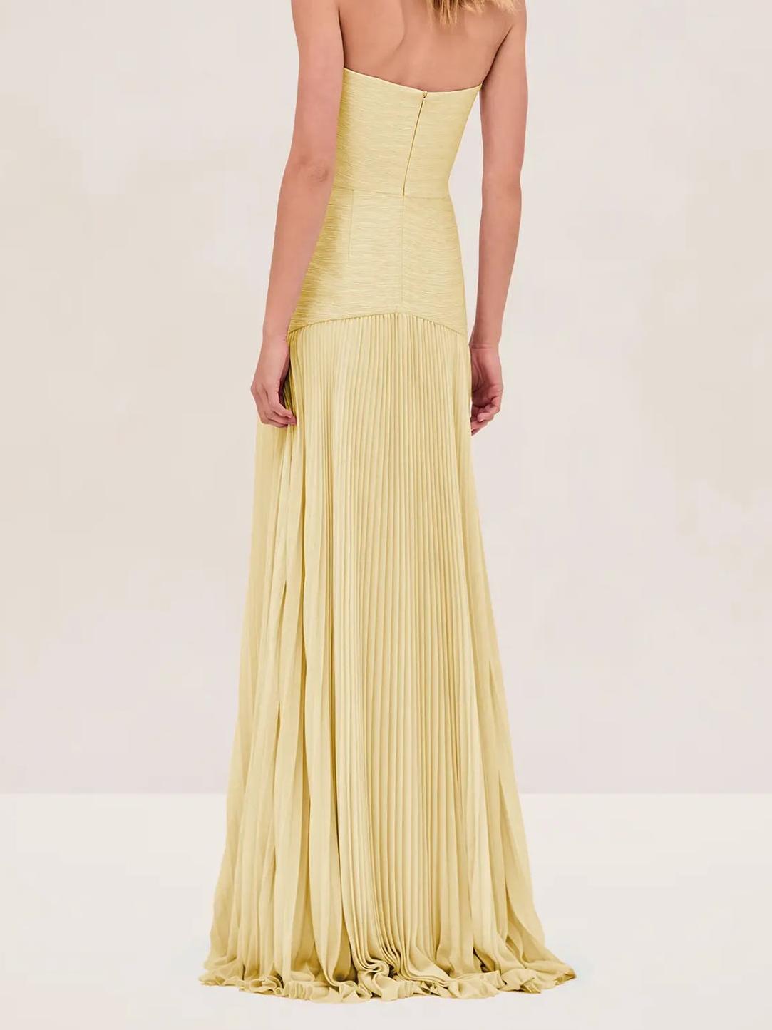 Elegant Maxi Dress | Strapless Pleated Design with Flowy Skirt for Effortless Style