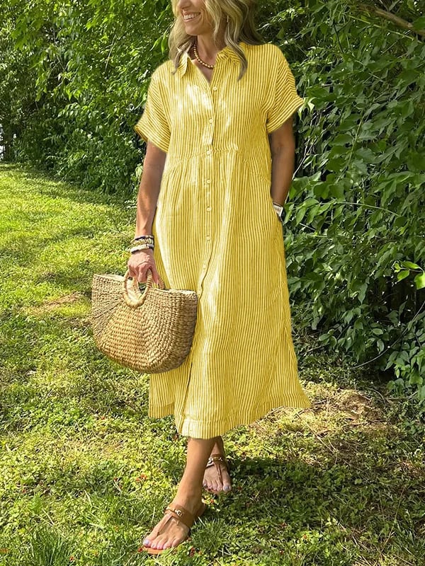 Elegant Striped Shirt Dress for Women with Classic Collar | Effortless Style for Any Occasion