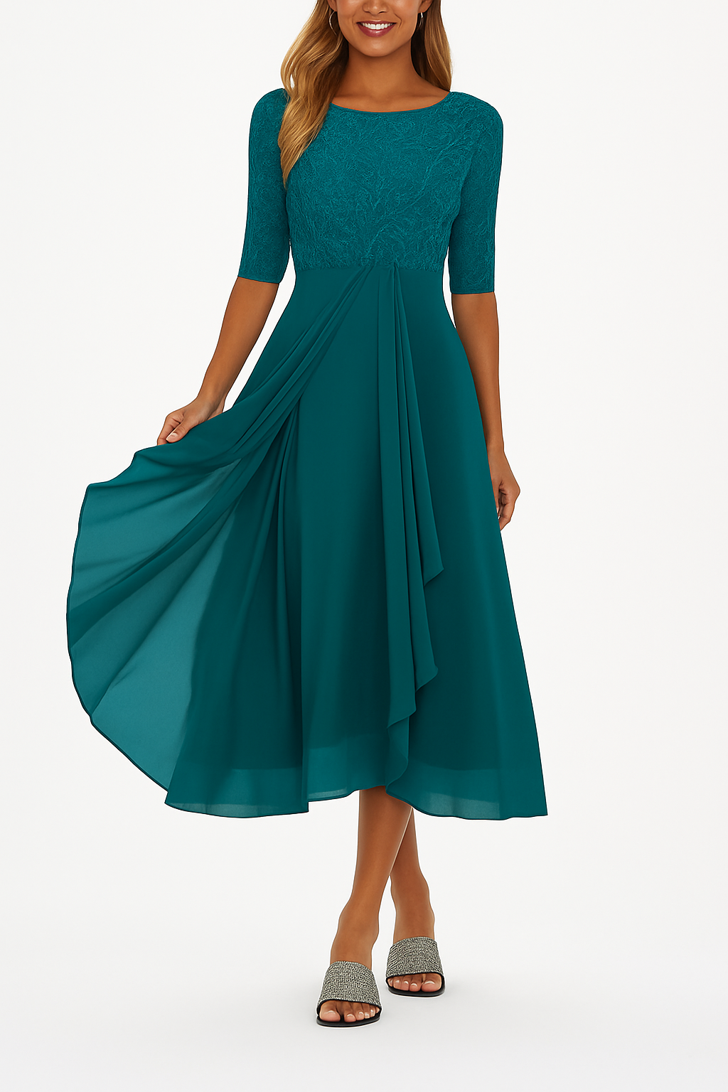 Elegant Women's A-Line Midi Dress for Summer with Flattering Silhouette | Lightweight & Breathable Fabric for Effortless Style
