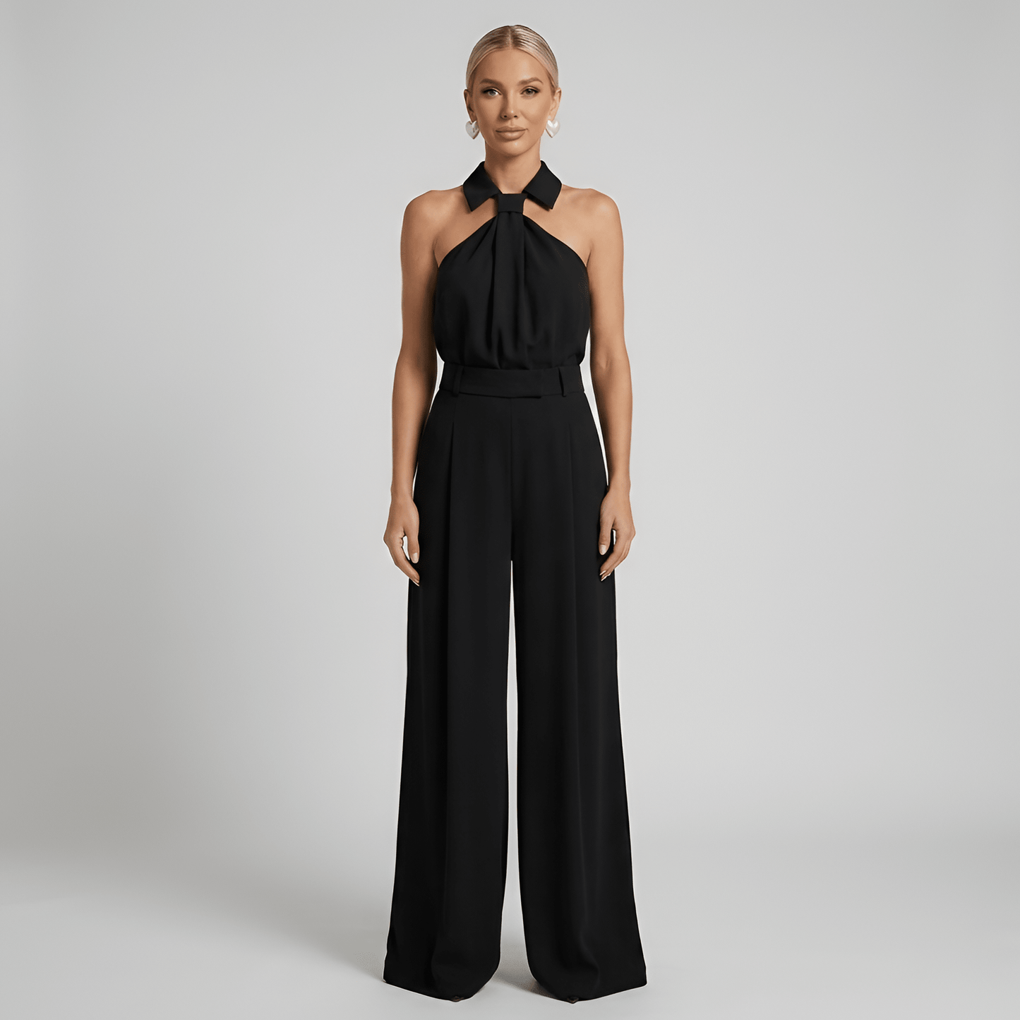 Elegant Women's Tracksuit Set with Palazzo Pants & Halter Top for Effortless Style