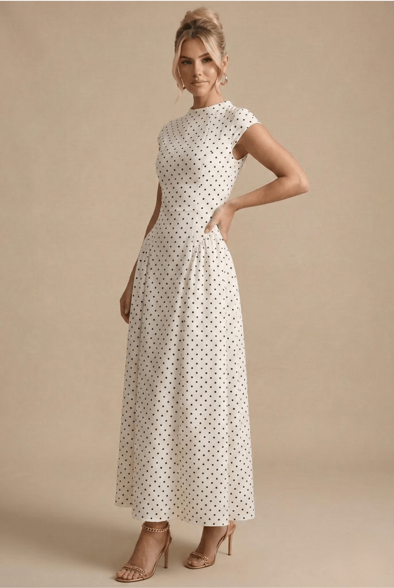 Elegant | Women's Polka Dot Maxi Dress with A-Line Silhouette | Effortless Style for Any Occasion
