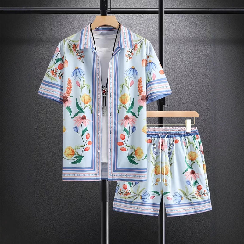 Floral Print Summer Outfit | Shirt and Shorts Set with Elastic Waistband | Stylish Summer Clothes for Beach Days