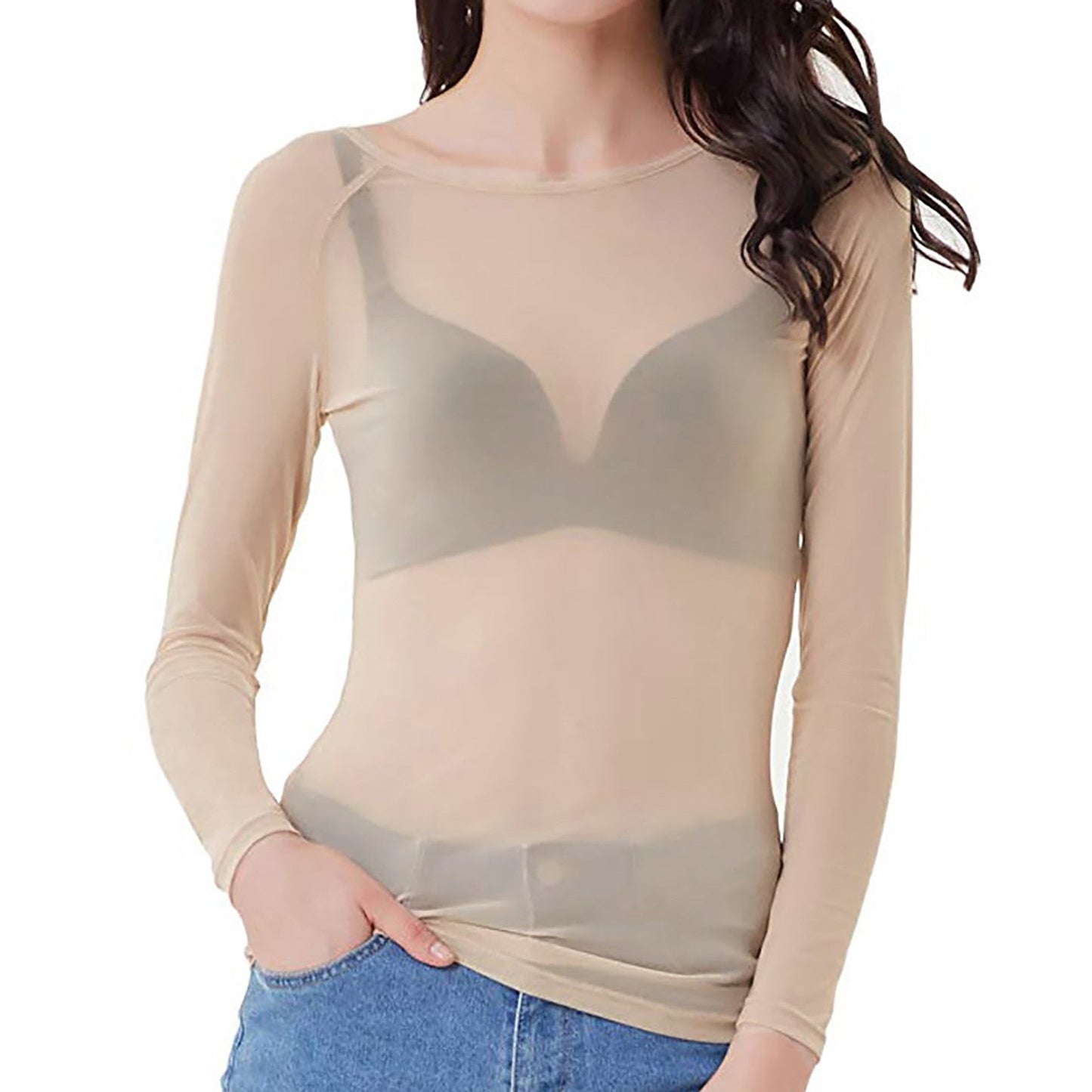 Luna Collection | Women's Blouse with Flattering Mesh Design | Versatile Long Sleeve Top for Everyday Elegance