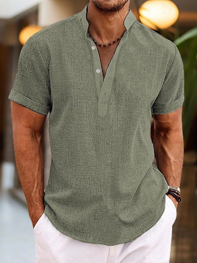 Matthew Collection | Men's Shirt with Classic Henley Design | Relaxed Fit for Effortless Summer Style