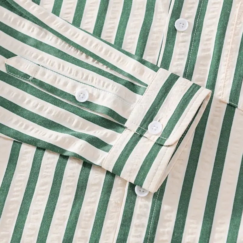 Men's Dress Shirt | Classic Striped Long Sleeve with Button-Up Design | Relaxed Fit for Effortless Style