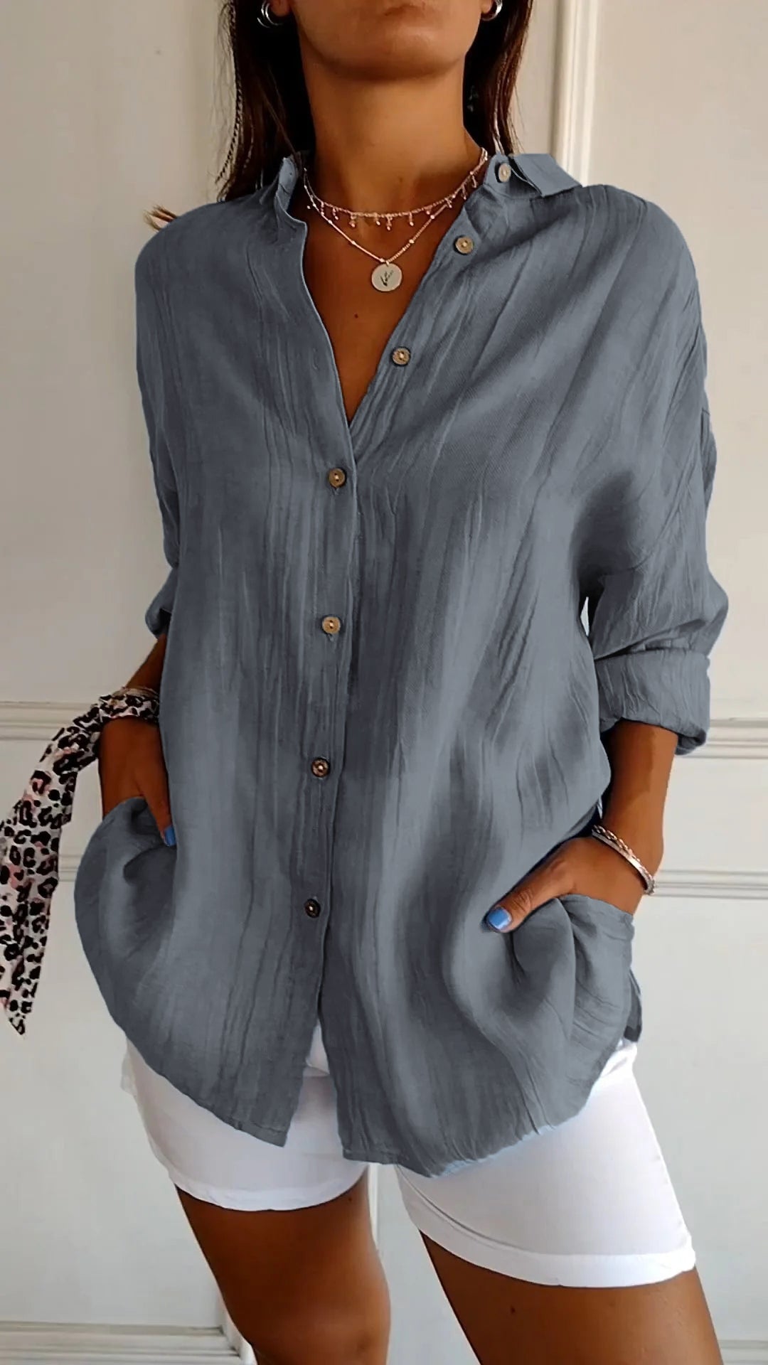Payton Collection | Women's Shirt with Soft Crinkle Fabric | Relaxed Fit for Effortless Style