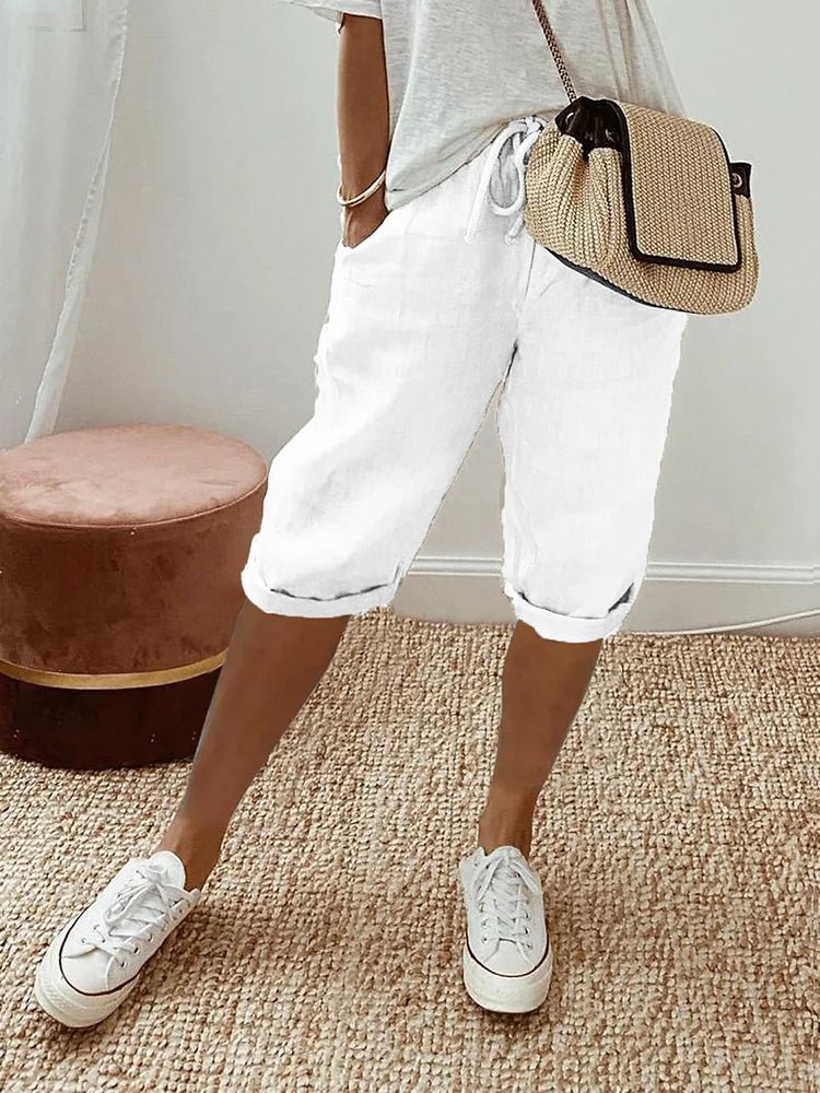 Rosa | Women's Cotton-Linen Shorts with Adjustable Waist & Pockets | Relaxed Fit for Ultimate Comfort
