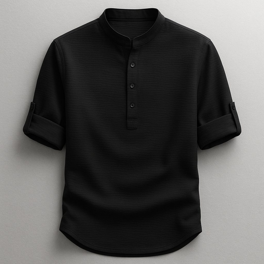 Signature Collection | Men's Shirt with Textured Weave & Rolled Sleeves | Comfortable Fit for All-Day Wear