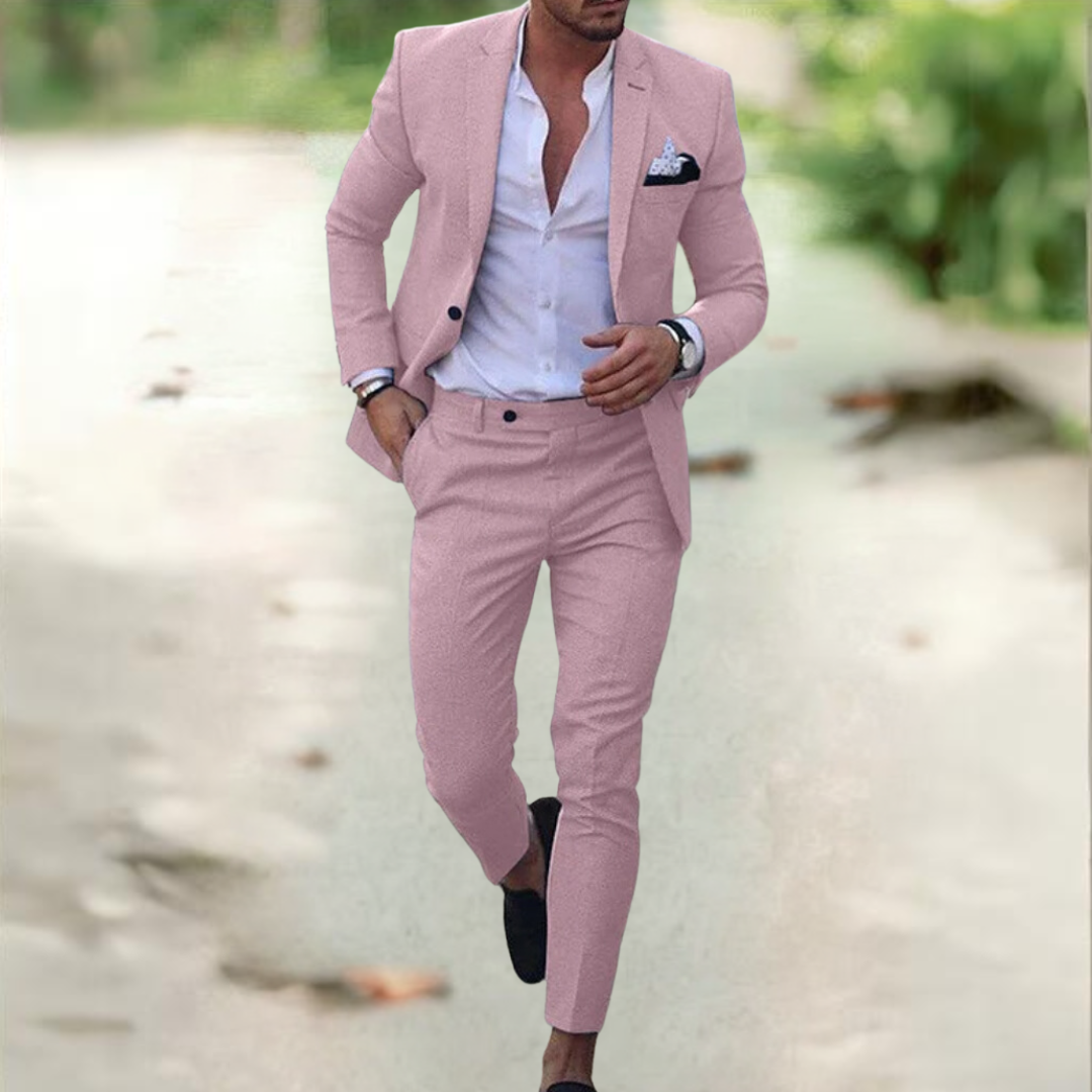 Viktor | Men's Linen Suit Set with Tailored Fit | Stylish Jacket & Pants for Professional Elegance