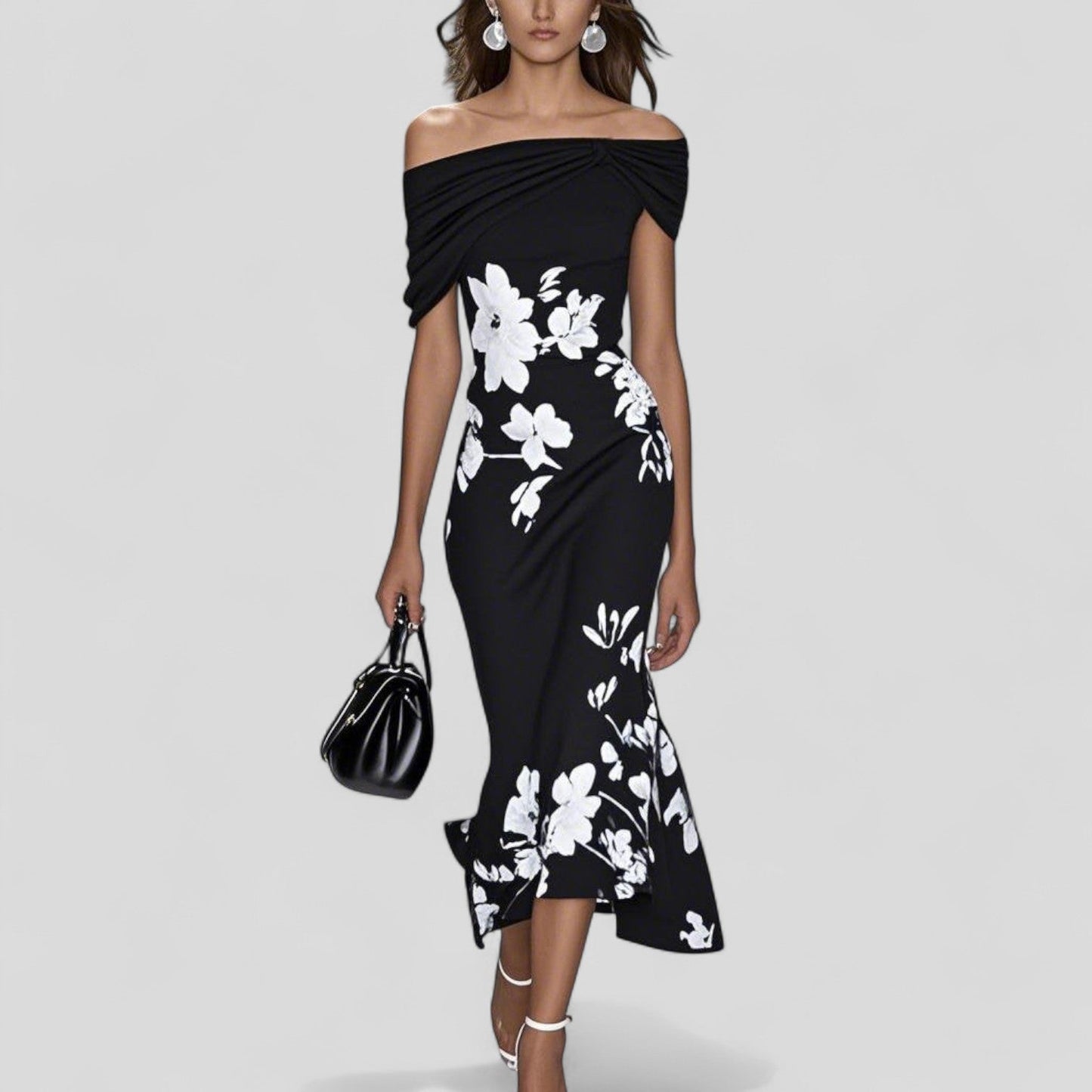 Elegant Midi Dress with Statement Print & Relaxed Silhouette 3