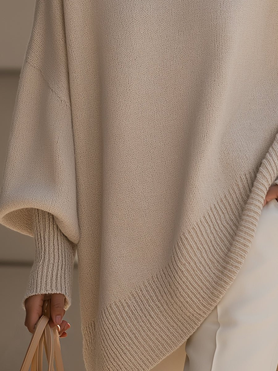 Oversized Wool Blend Sweater — Asymmetrical Hem & Drop Shoulders 3
