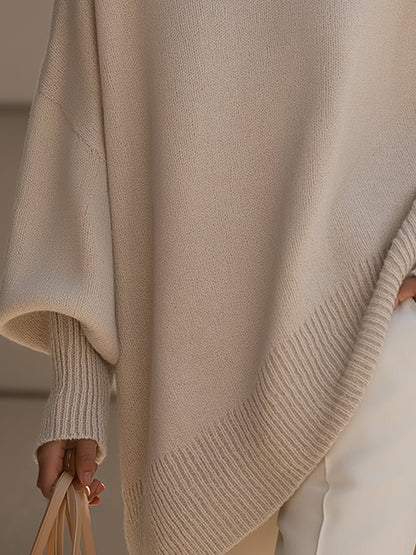 Oversized Wool Blend Sweater — Asymmetrical Hem & Drop Shoulders 3