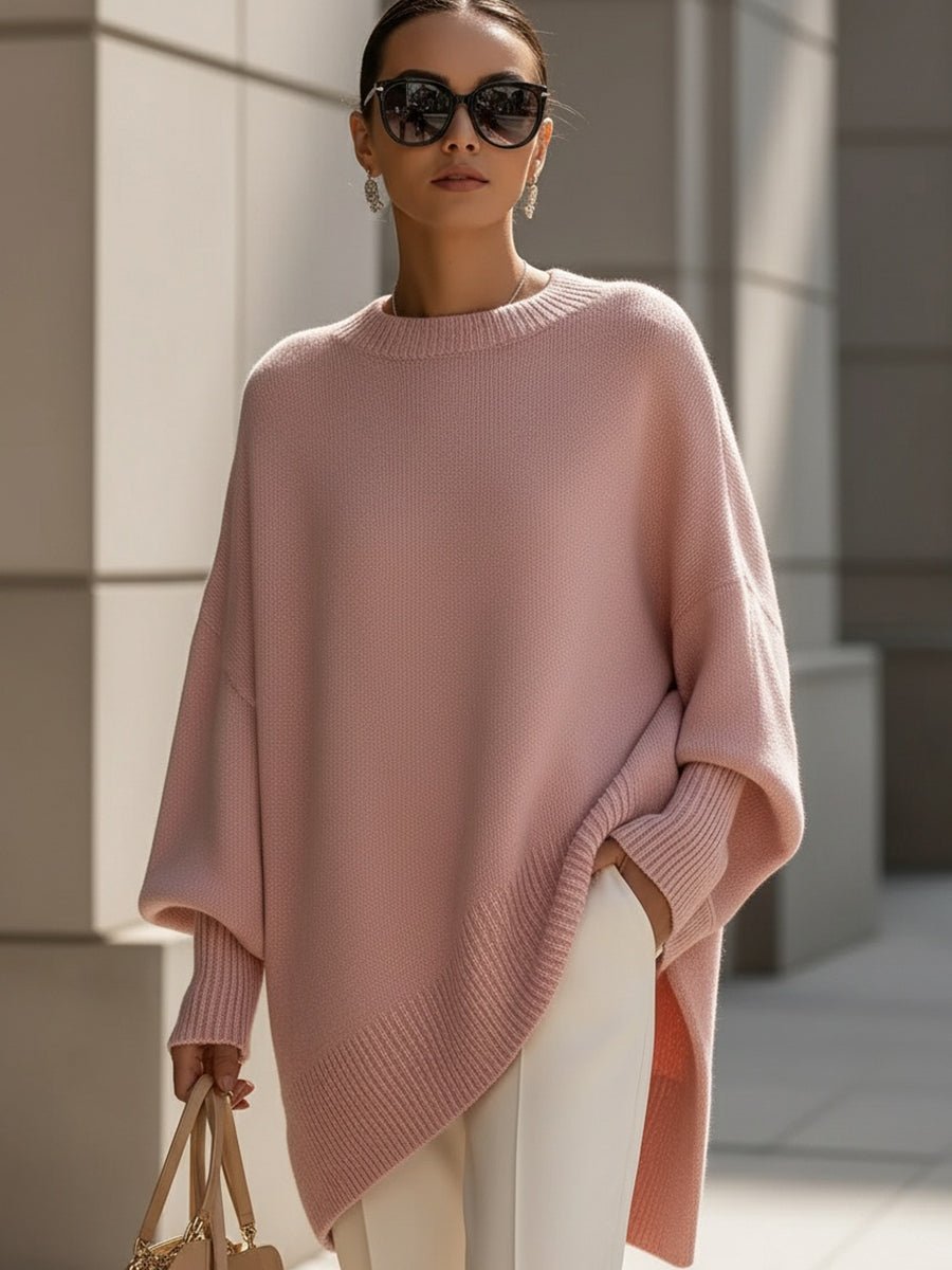 Oversized Wool Blend Sweater — Asymmetrical Hem & Drop Shoulders 6