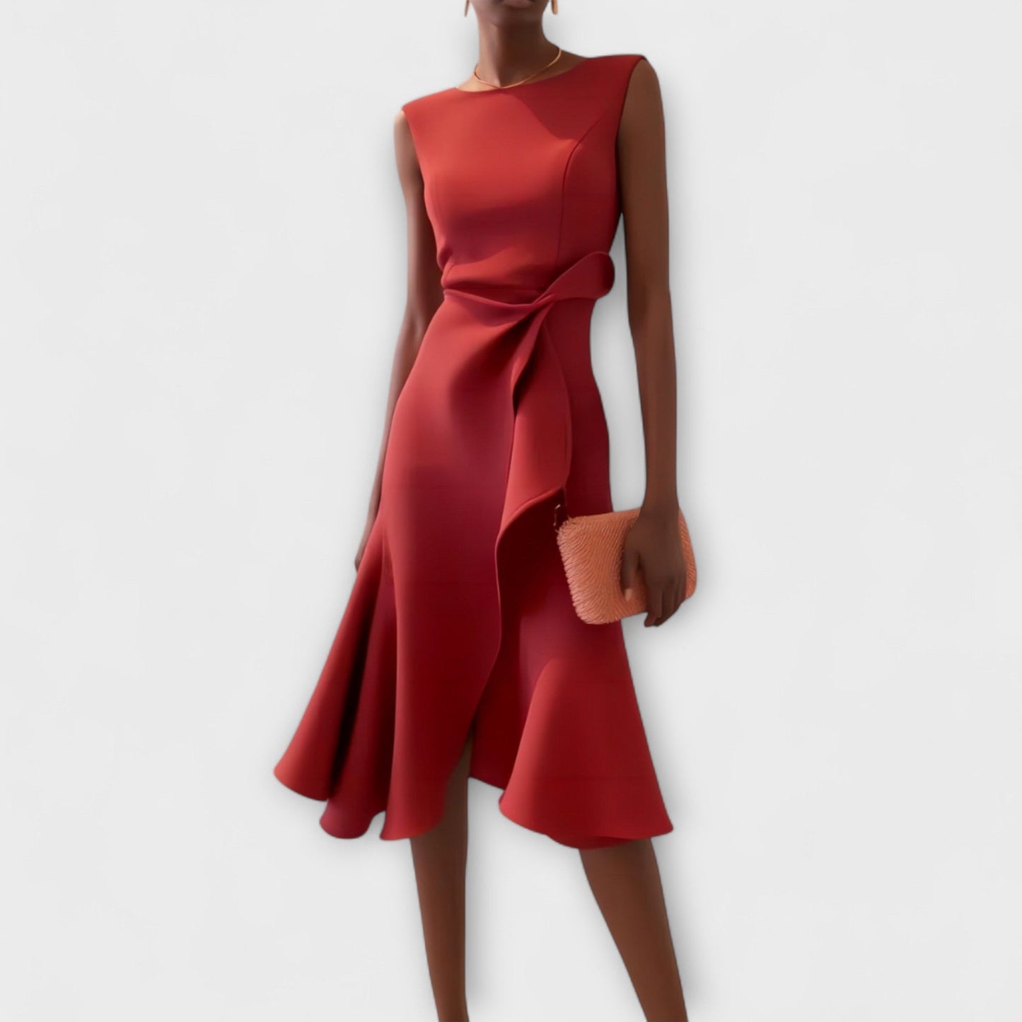 Darlene Sophisticated Asymmetric Sleeveless Midi Dress 1