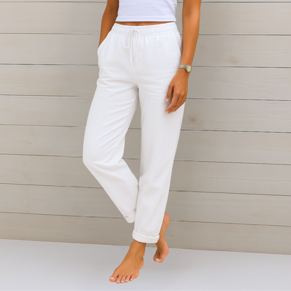 Women's Straight-Leg Pants with Elastic Waist & Drawstring 7