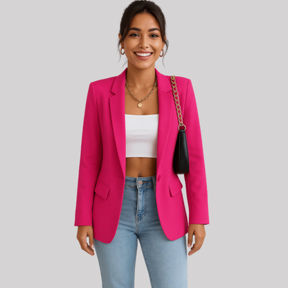 Sophia Collection | Women's Black Blazer with Tailored Fit & Single Button Closure | Elegant Styling for Every Occasion