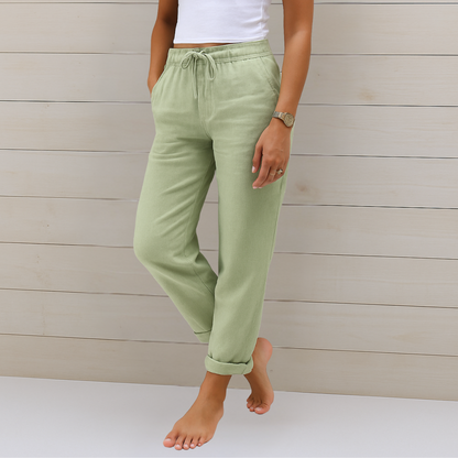 Women's Straight-Leg Pants with Elastic Waist & Drawstring 3
