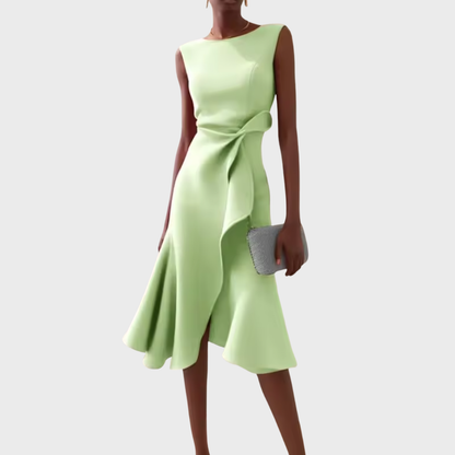 Sheila | Women's Midi Dress with Asymmetric Draped Design | Elegant Look for Any Occasion