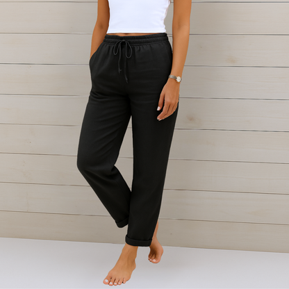 Women's Straight-Leg Pants with Elastic Waist & Drawstring 5