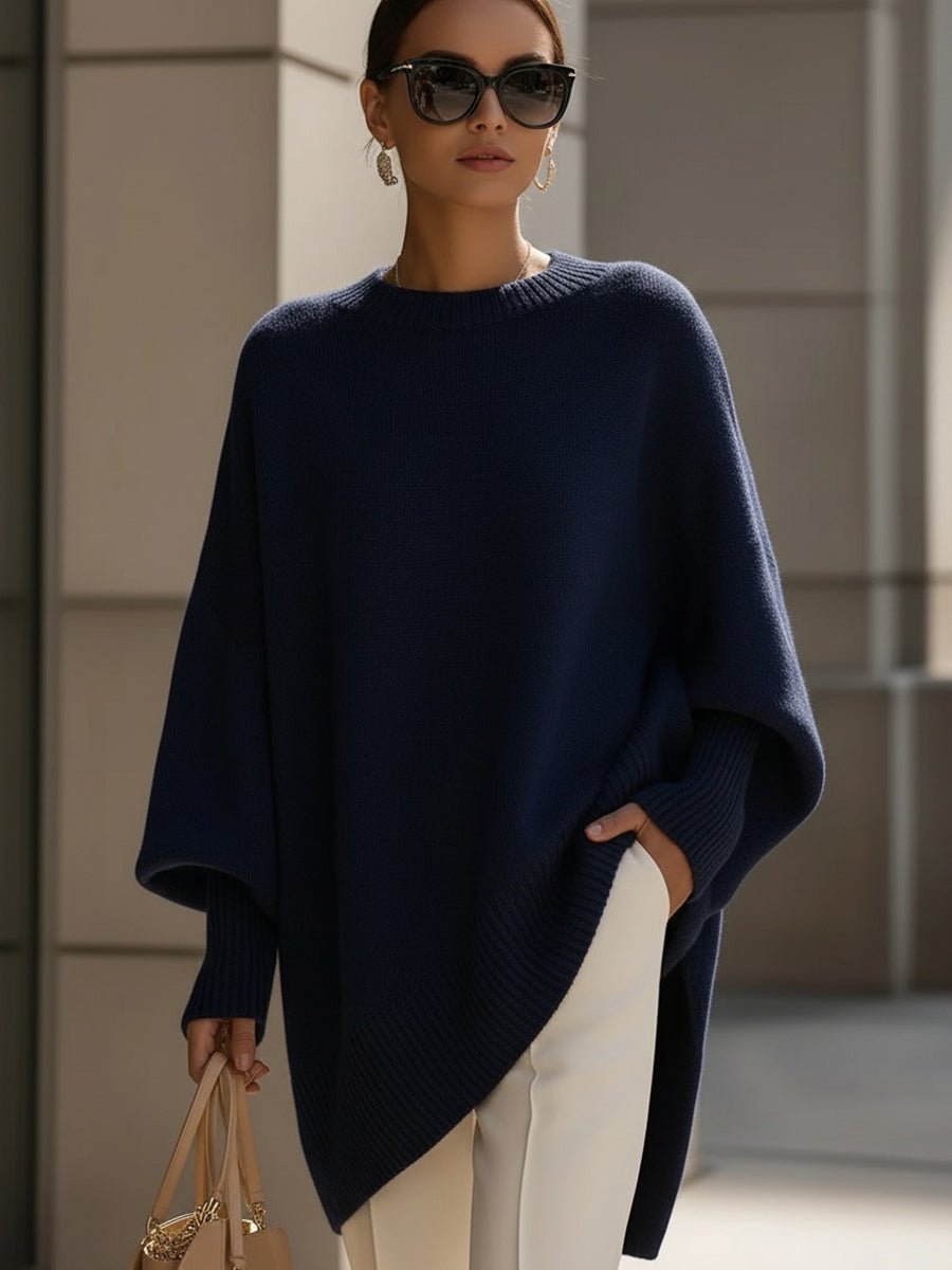 Oversized Wool Blend Sweater — Asymmetrical Hem & Drop Shoulders 7