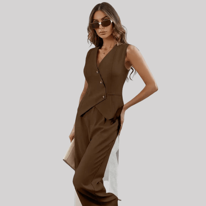 Rovena | Women's Outfit Set with Tailored Vest & Wide Leg Trousers | Elegant Styling for Versatile Looks