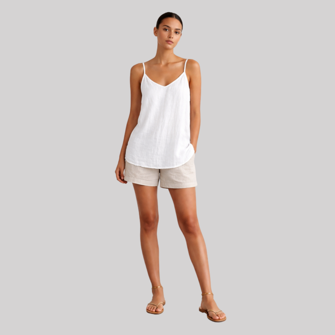 Linen Spring Top | Women's Tank Top with Spaghetti Straps | Relaxed Fit for Effortless Style