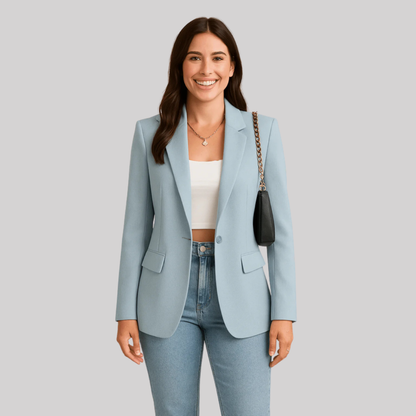 Sophia Collection | Women's Black Blazer with Tailored Fit & Single Button Closure | Elegant Styling for Every Occasion