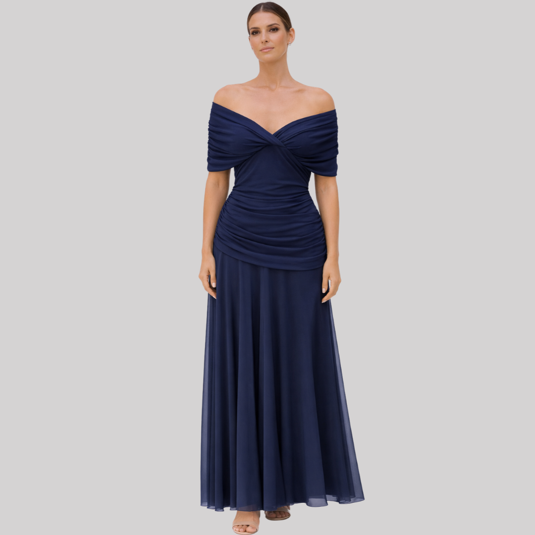 Elegant Collection | Women's Dress with Off-Shoulder Pleated Design | Lightweight Summer Style for Effortless Chic