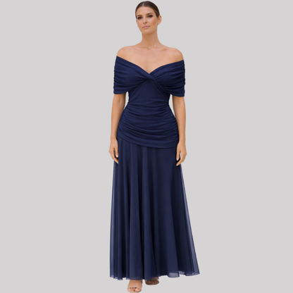 Elegant Collection | Women's Dress with Off-Shoulder Pleated Design | Lightweight Summer Style for Effortless Chic