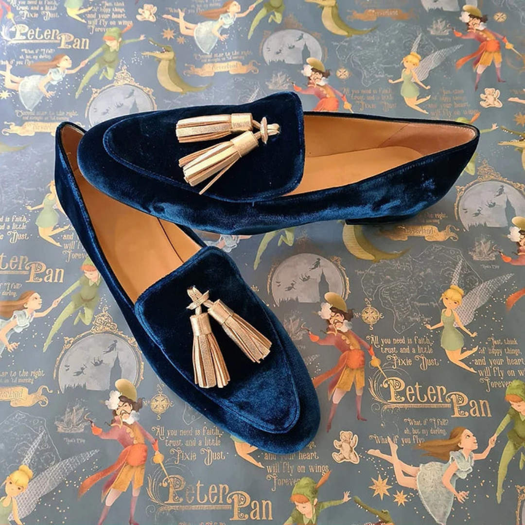 Midnight Elegance | Loafers for Women with Champagne Tassels | Stylish Slip-On Design for Sophisticated Look