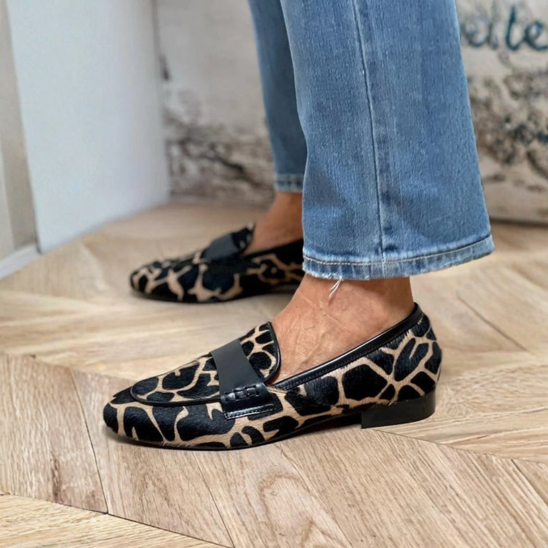 Elegant Animal Print Loafers for Women with Slip-On Design | All-Day Comfort and Style