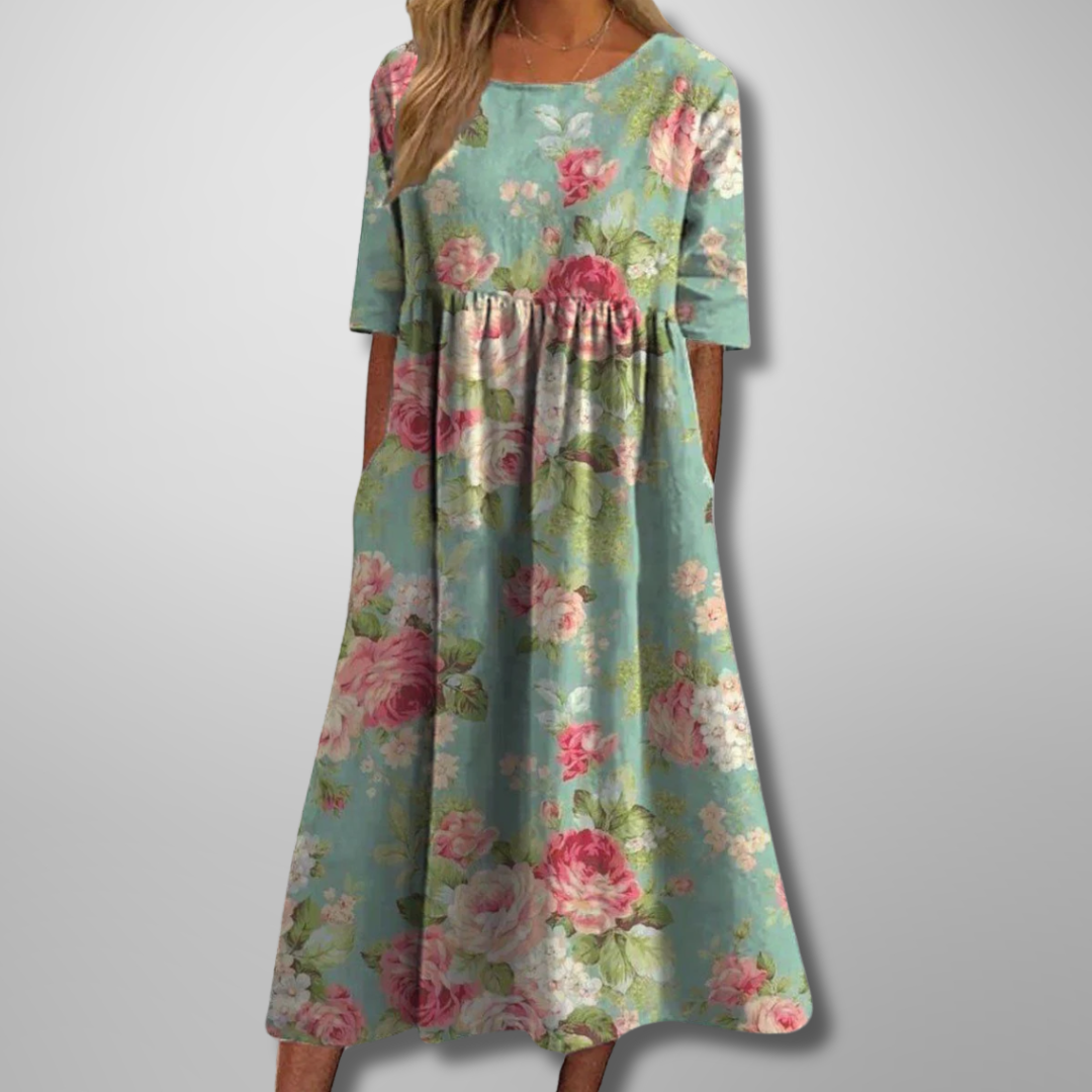 Embroidered Relaxed Floral Midi Dress for Women 2