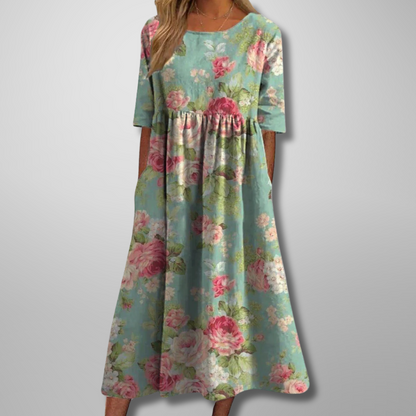 Embroidered Relaxed Floral Midi Dress for Women 2