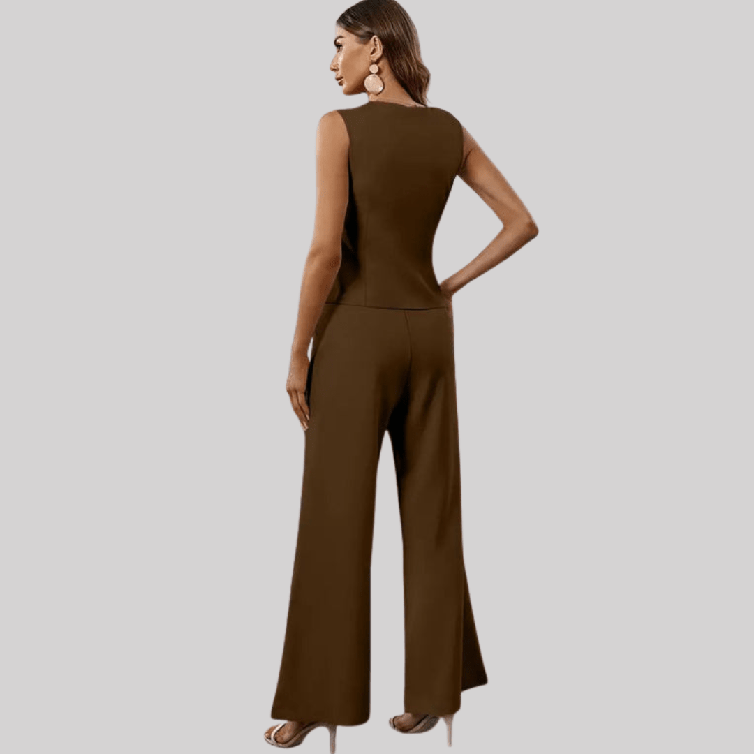Rovena | Women's Outfit Set with Tailored Vest & Wide Leg Trousers | Elegant Styling for Versatile Looks