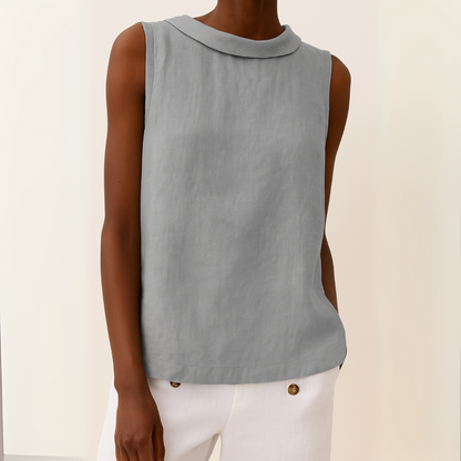 Sleeveless Roll Collar Top — Elegant Summer Essential 1