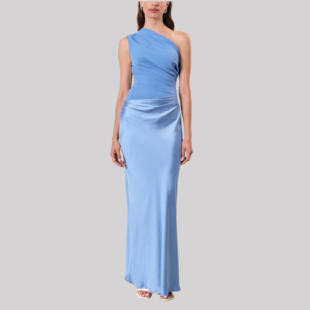 Elegant One Shoulder Maxi Dress with Pleated Design | Timeless Long Dress for Women