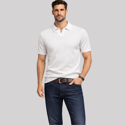 Textured Knit Men's Polo Shirt with Structured Collar | Casual Style for Warm Weather