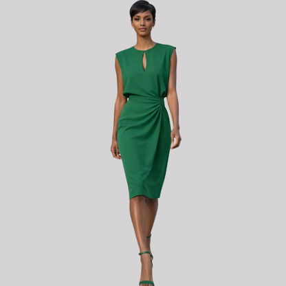 Elegant Midi Dress | Women's Dress with Ruched Wrap Design | Versatile Style for Any Occasion